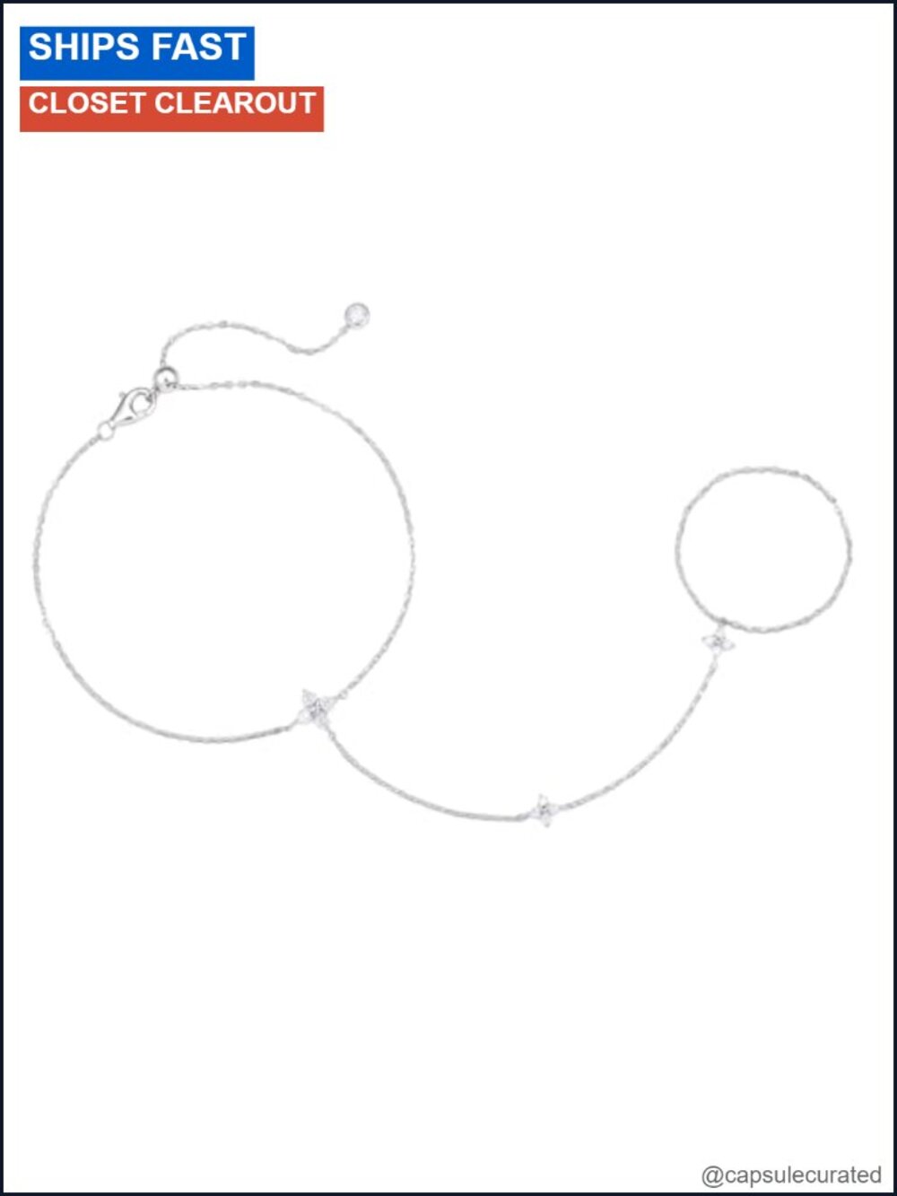 Gold Plated 925 Sterling Silver Moissanite Hand Chain Bracelet Adjustable